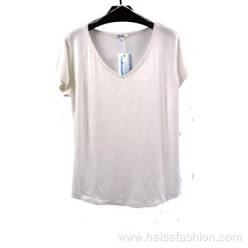 High Stretch V-Neck Short Sleeve Top For Ladies